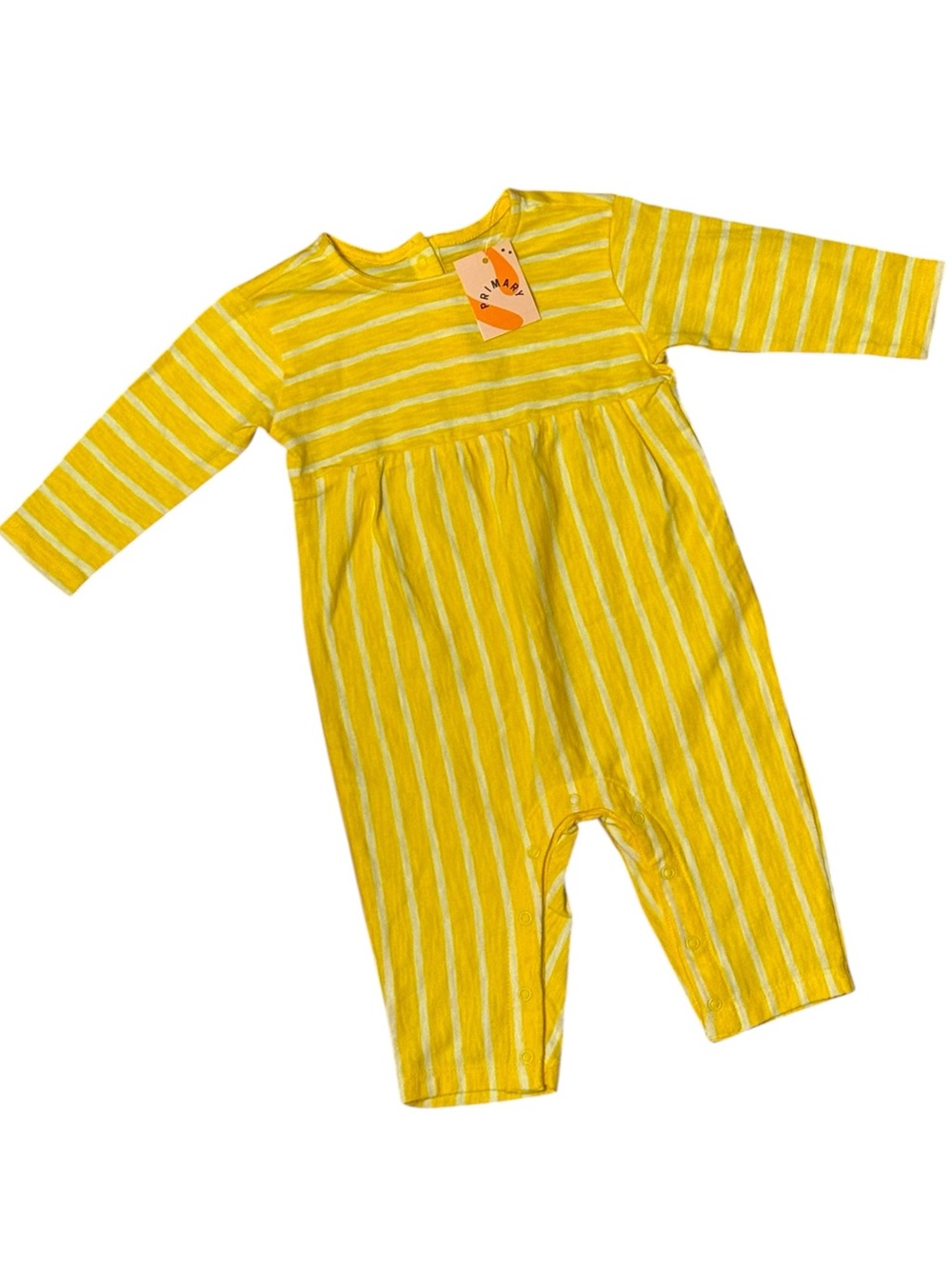 Primary Yellow & White Striped Long Sleeve Romper | 3-6 Months | NWT